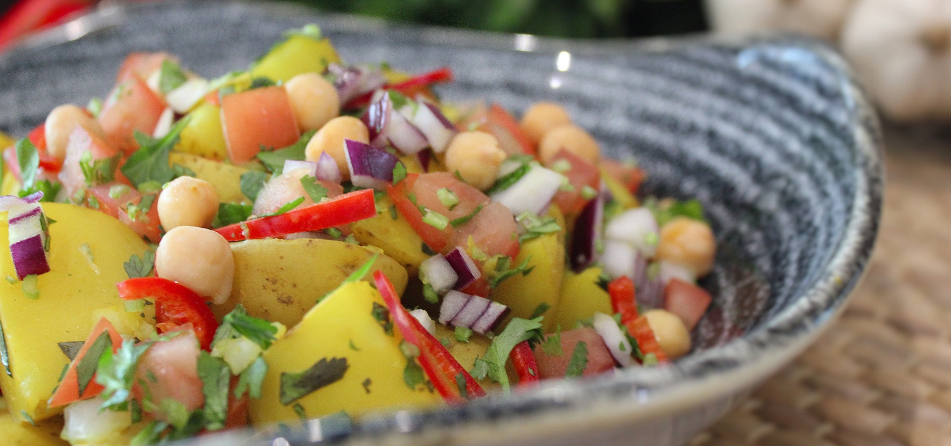 Tumeric Potato, Chickpea & Cashew Salad