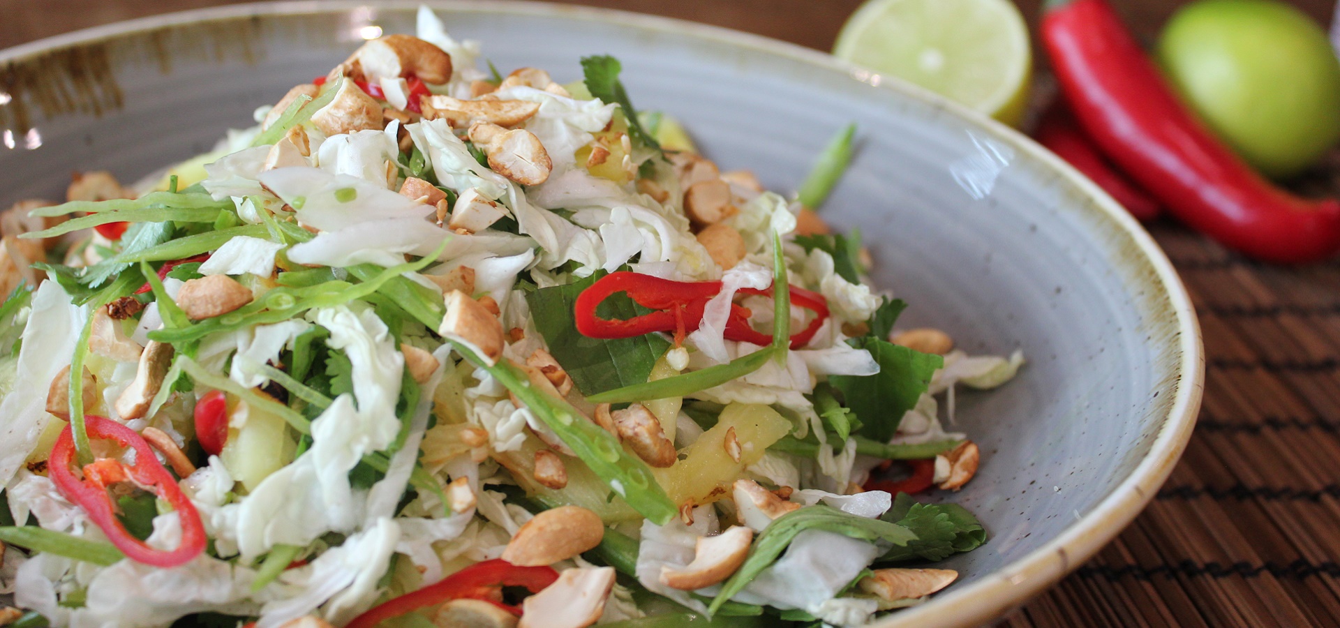 Burnt Pineapple, Lime & Cashew Nut Salad